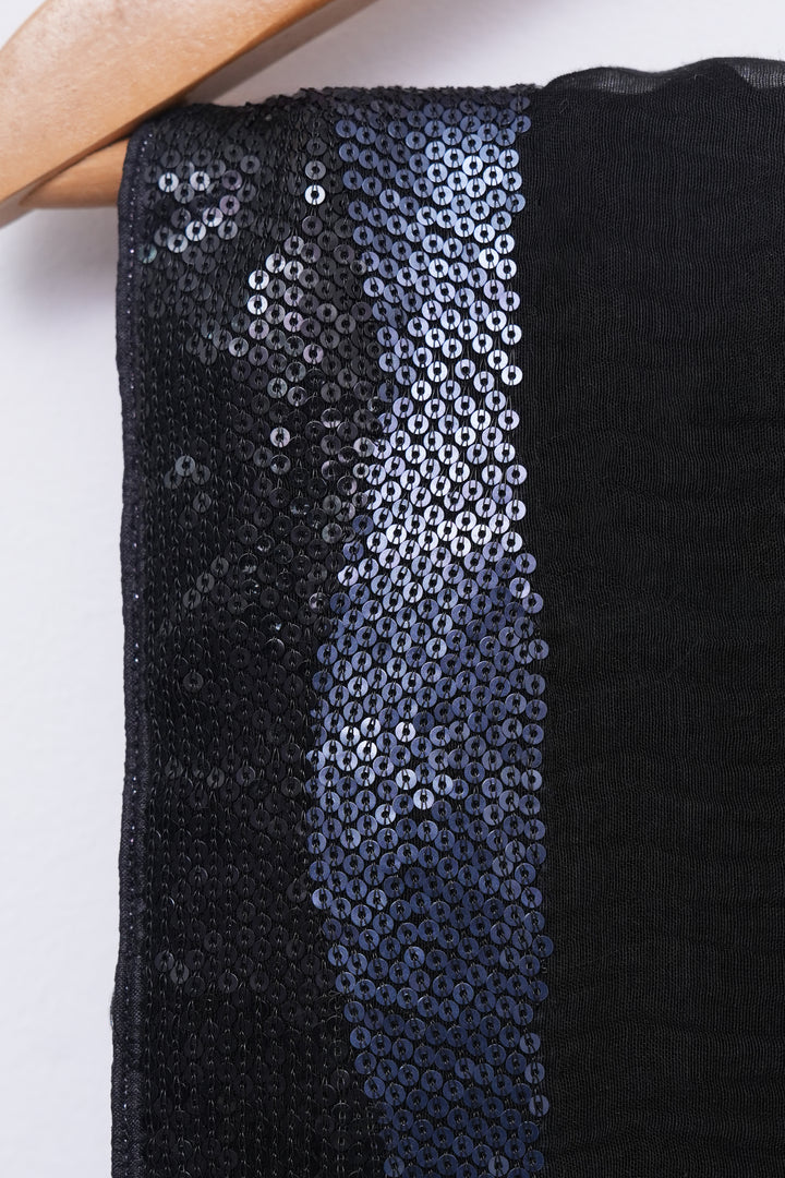 Black Hand Embroidered Chanderi Saree