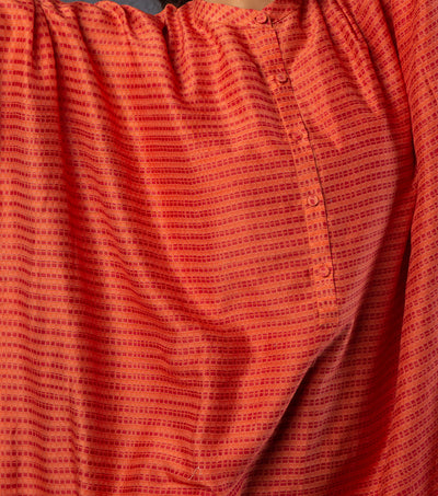 Orange Printed Chanderi Kaftan Dress
