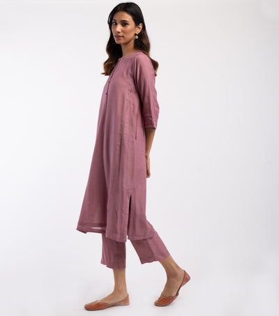 Pink Cotton Silk Kurta & Pants Set