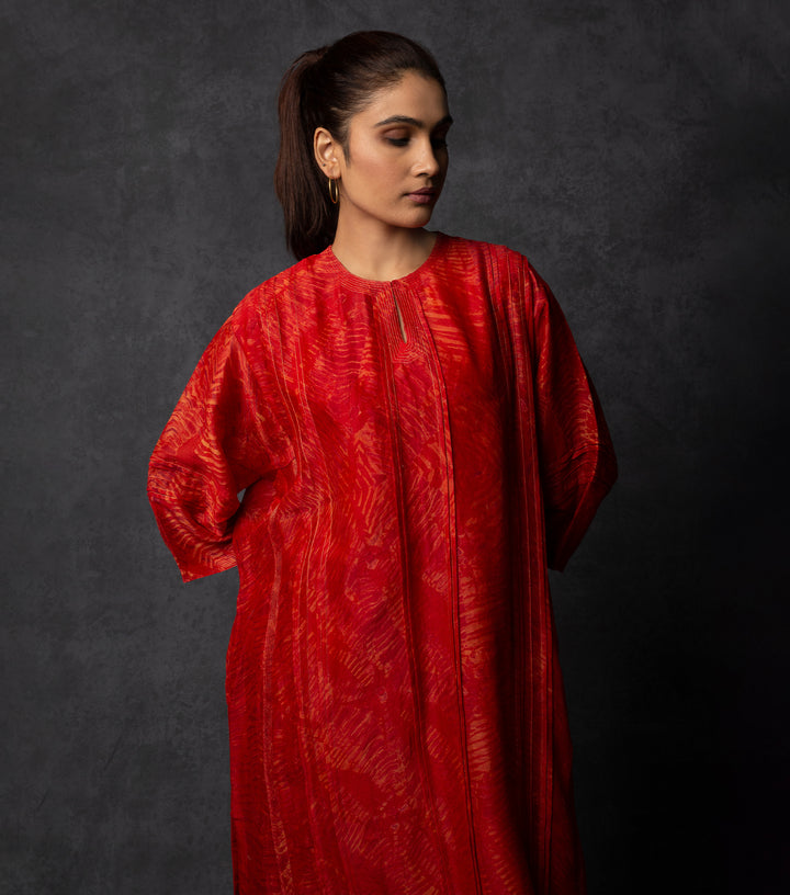 Red & Orange Hand Dyed Shibori Co-ord Set