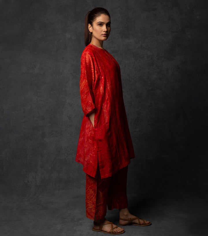 Red & Orange Hand Dyed Shibori Co-ord Set