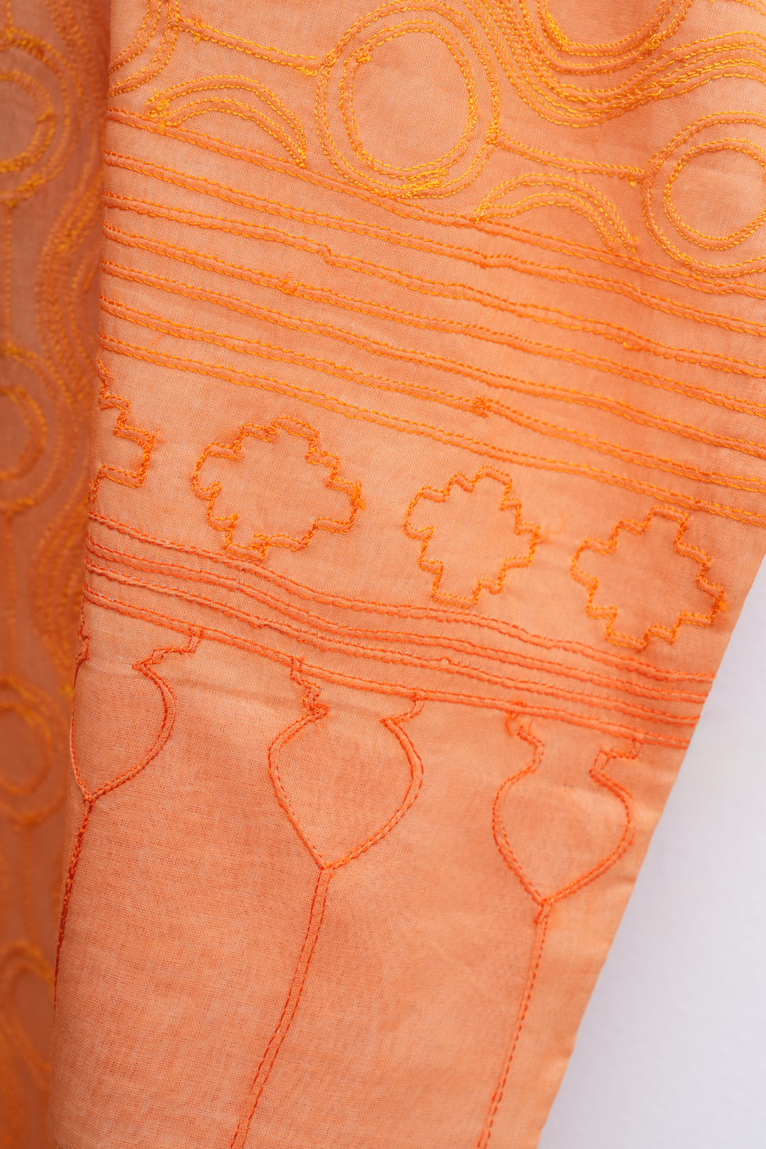 Orange Embroidered Chanderi Kurta