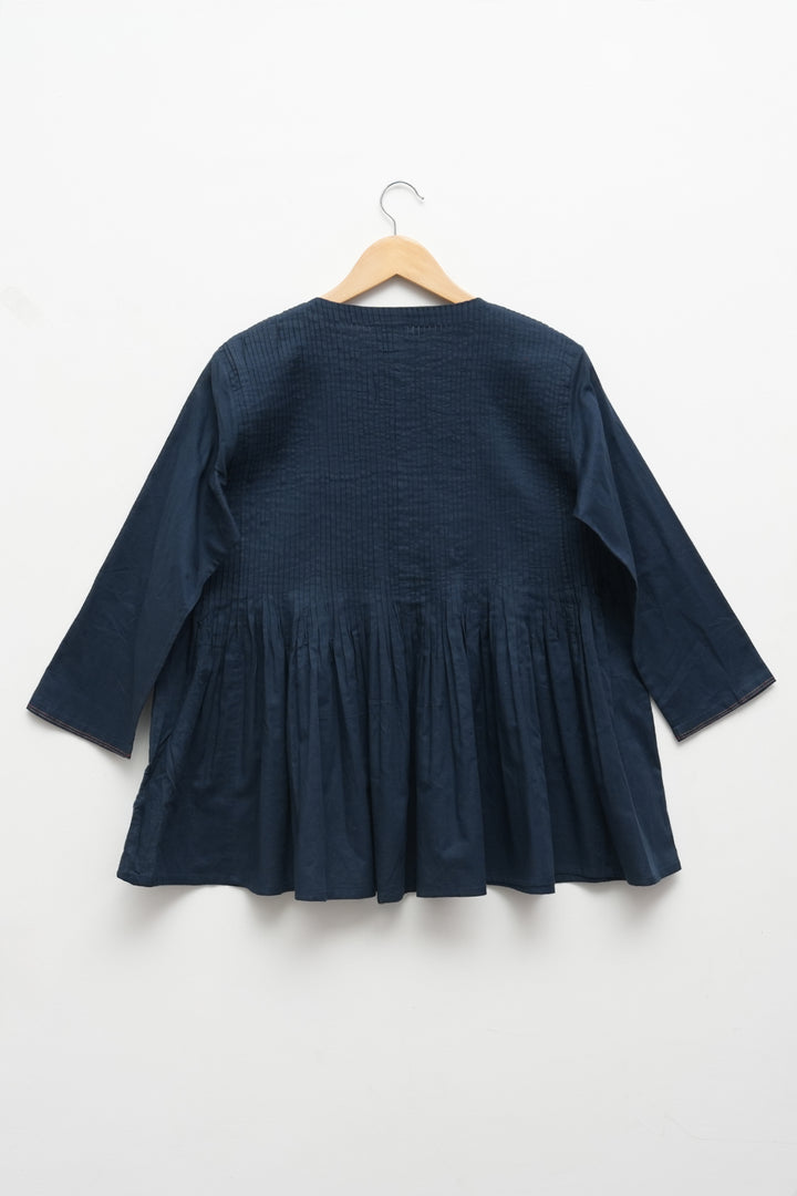 Navy Embroidered Top