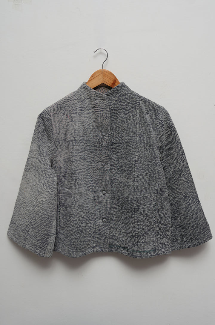 Grey Wave Cotton Kantha Jacket
