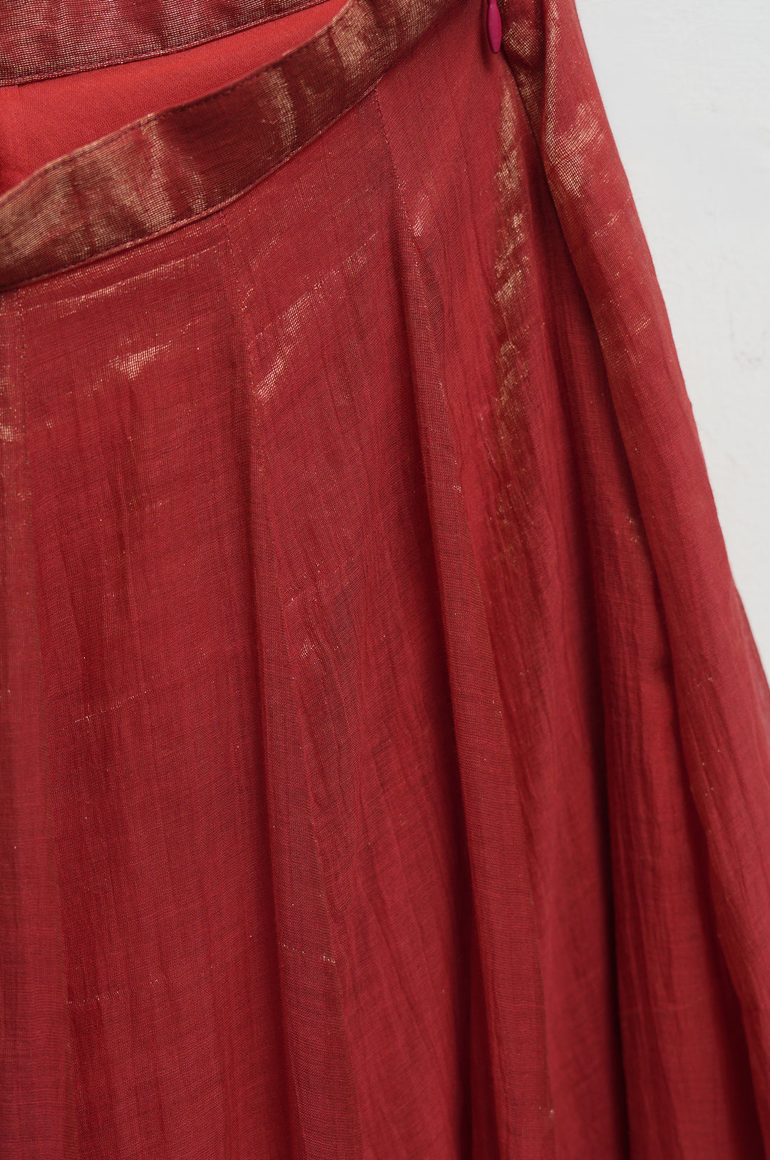 Coral Hand-Embroidered Tissue Lehenga Set
