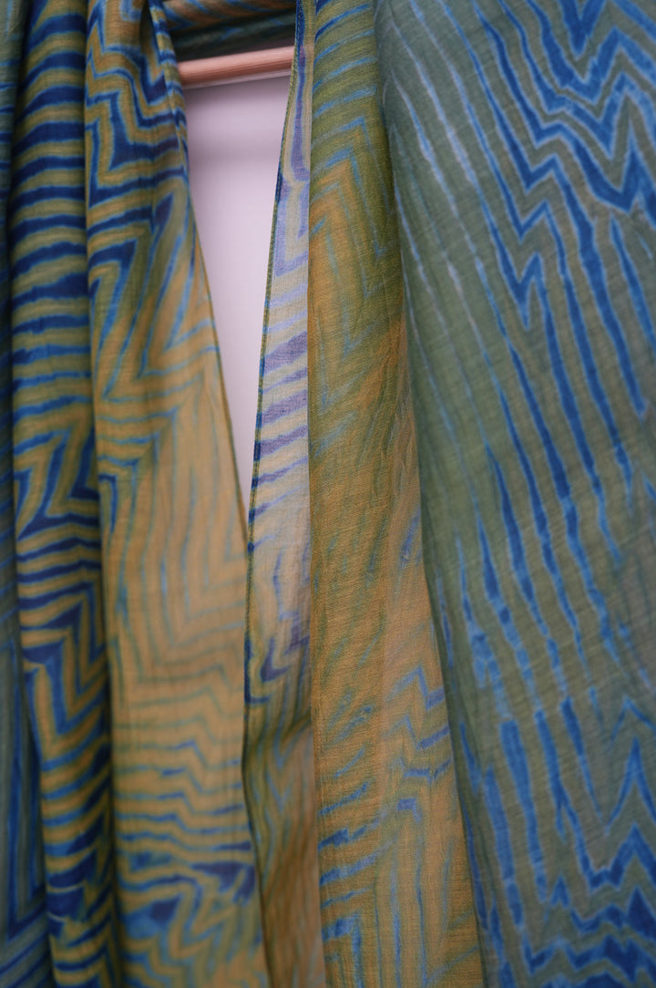 Sage & Teal Shibori Chanderi Dupatta