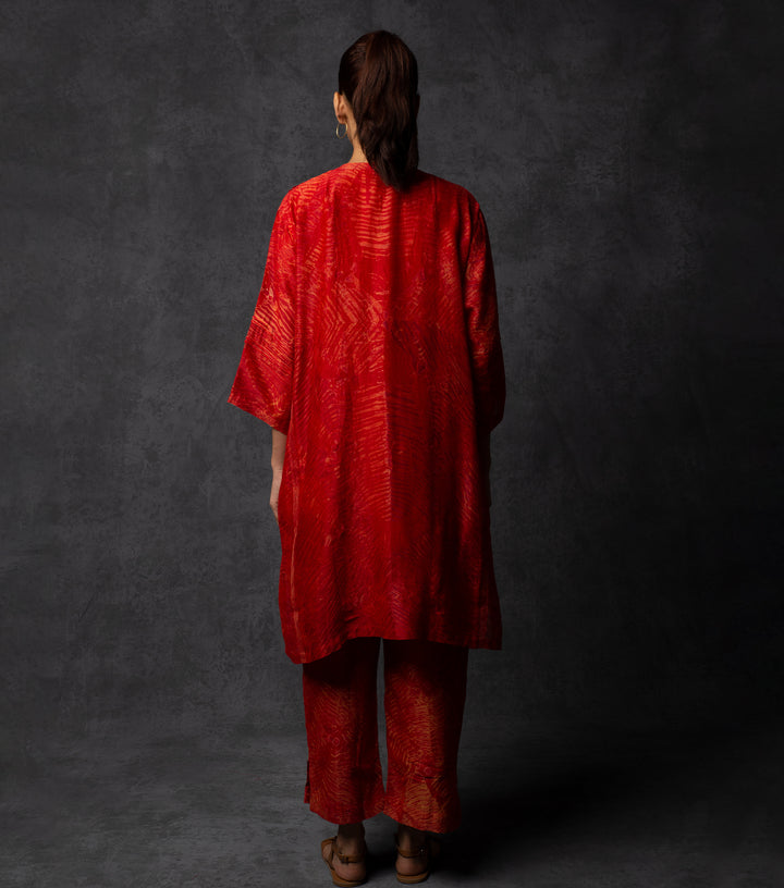 Red & Orange Hand Dyed Shibori Co-ord Set