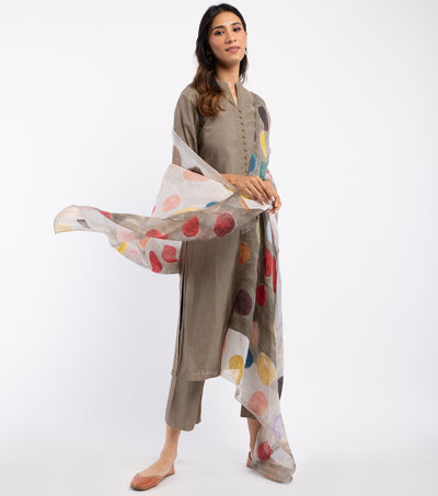 Multi Color Shibori Dye Organza Dupatta