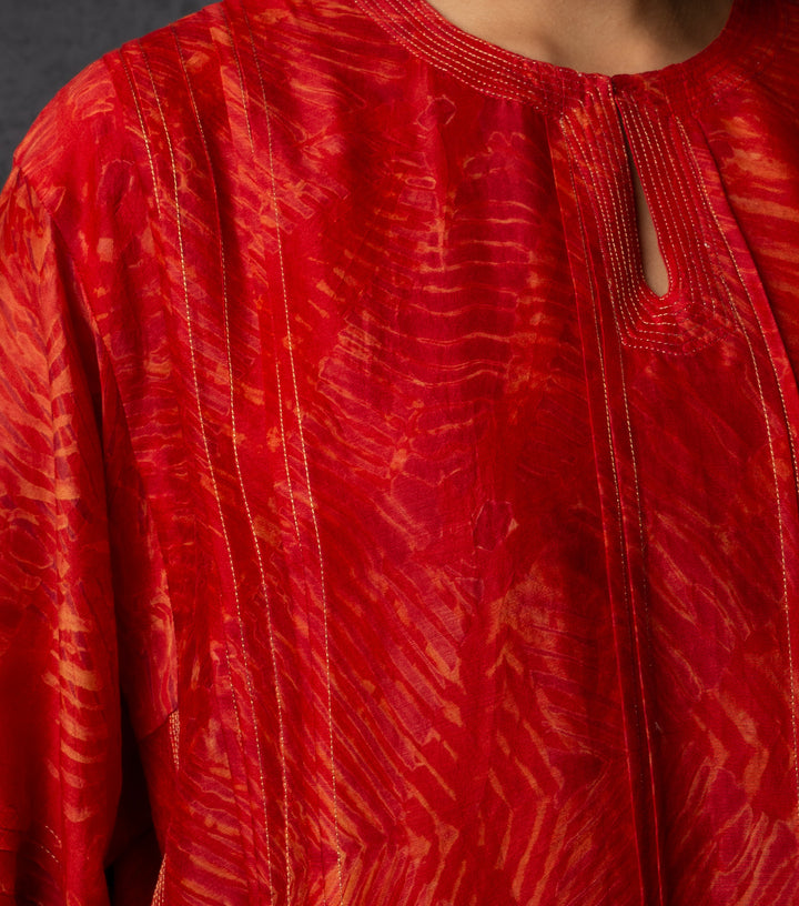 Red & Orange Hand Dyed Shibori Co-ord Set