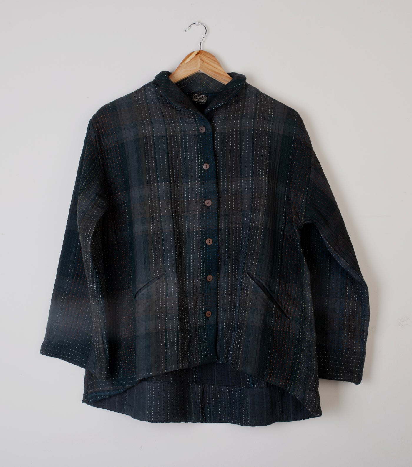 Charcoal Grey Vintage Cotton Kantha Jacket