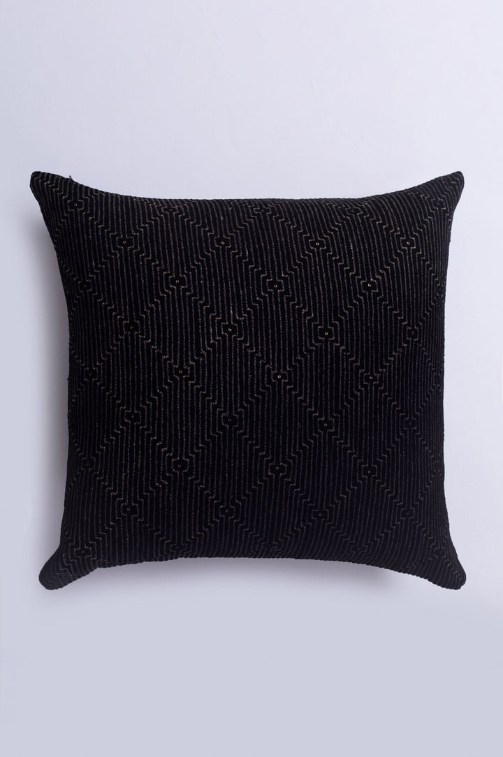 Symmetrical Bliss Black Velvet Cushion Cover