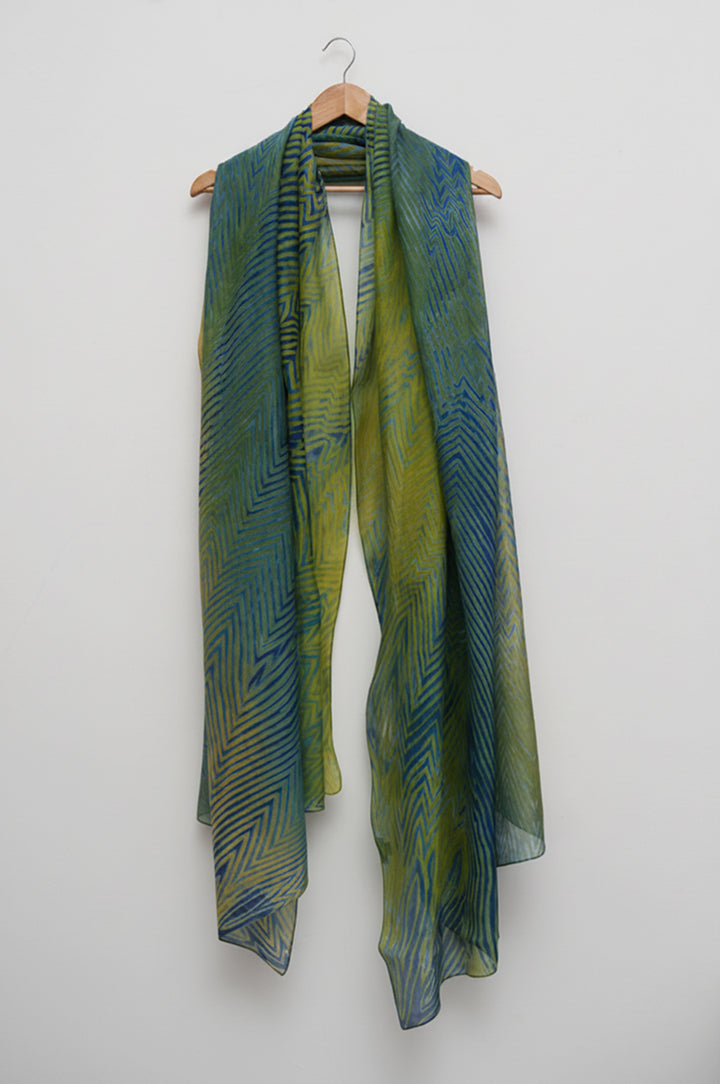 Sage & Teal Shibori Chanderi Dupatta
