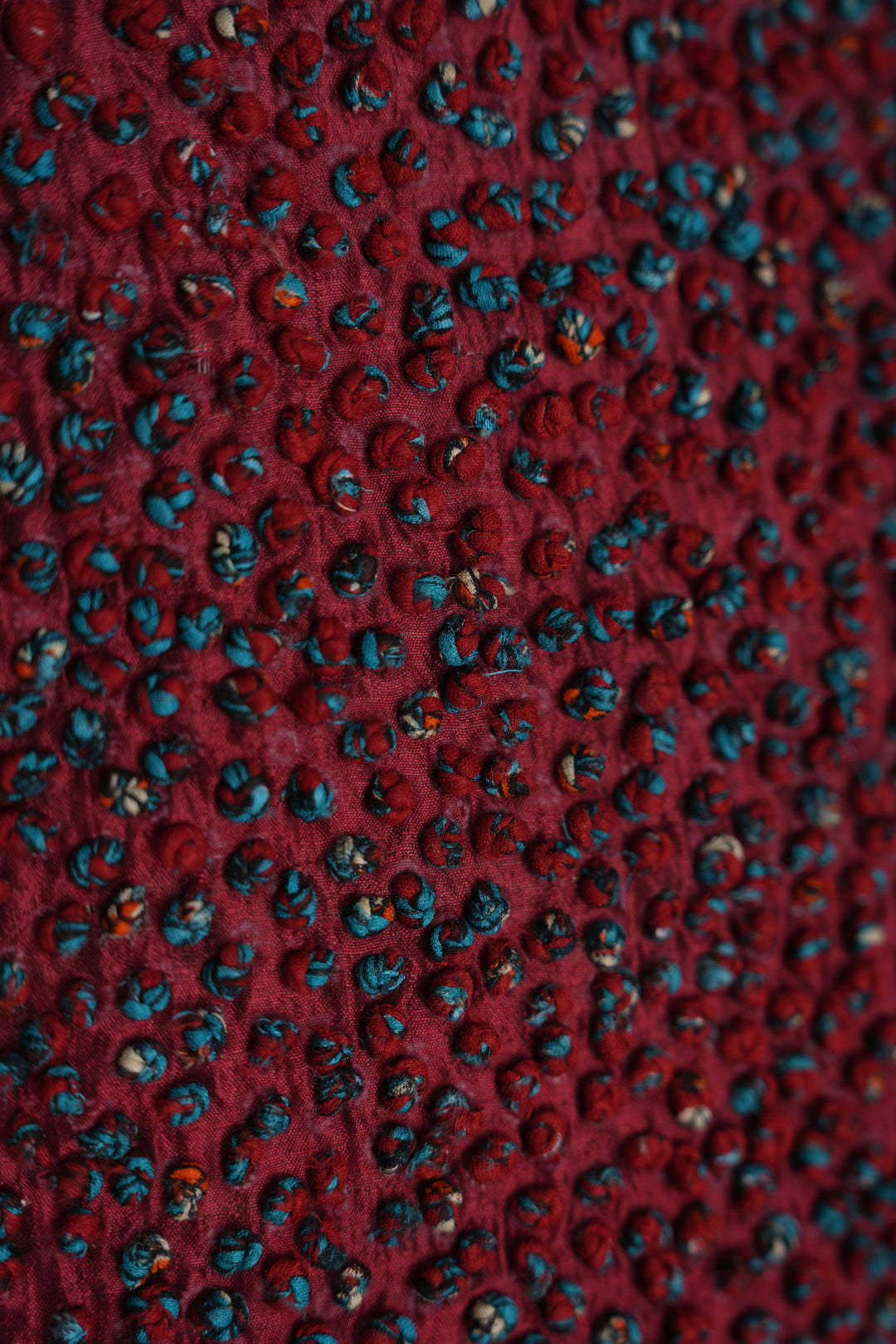 Maroon French Knot Silk Cushion Cover