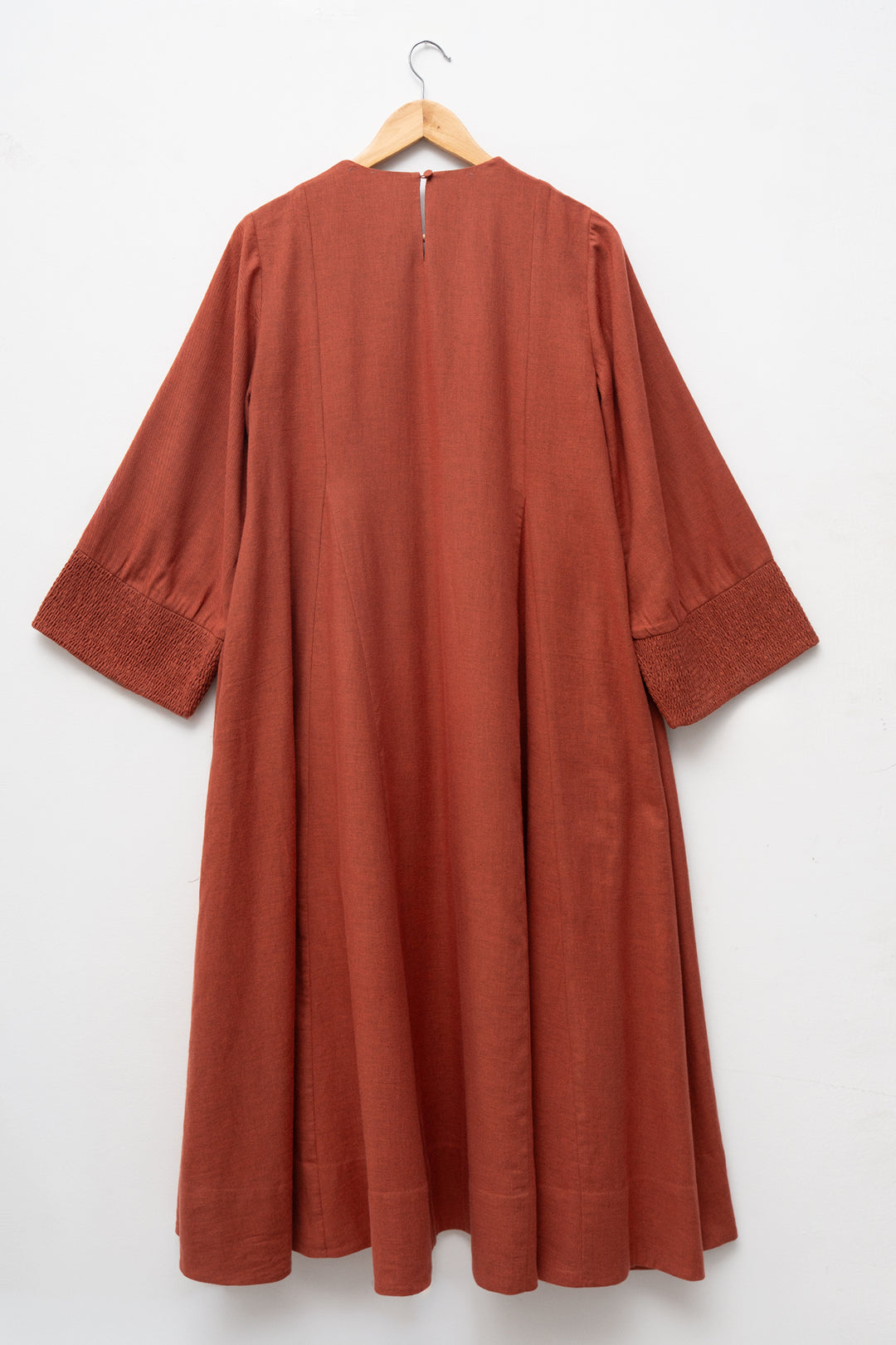 Rust Embroidered Wool Dress