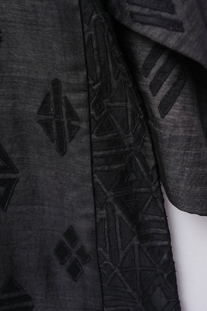Black Patchwork Embroidered Kurta