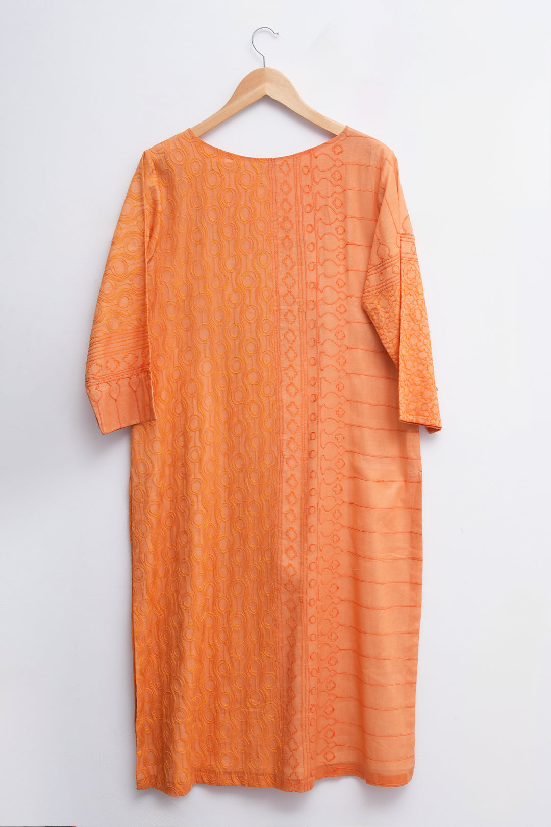 Orange Embroidered Chanderi Kurta