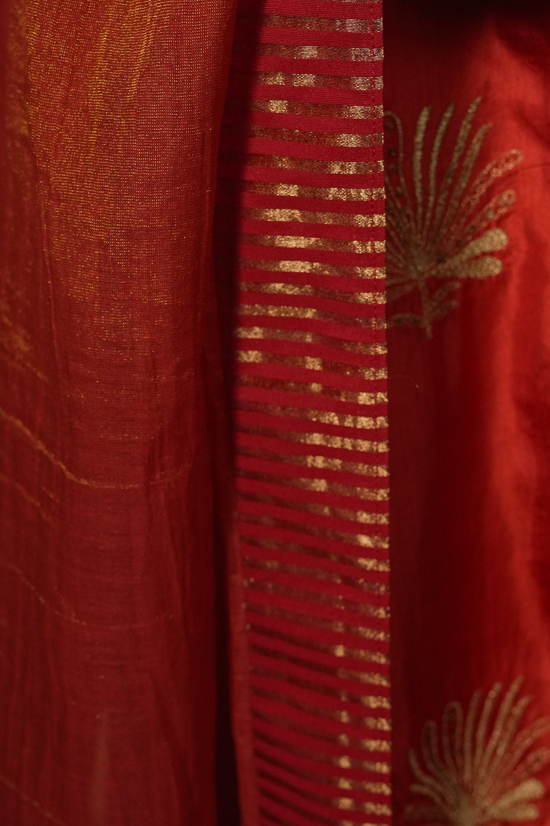 Orange Embroidered Tissue Dupatta