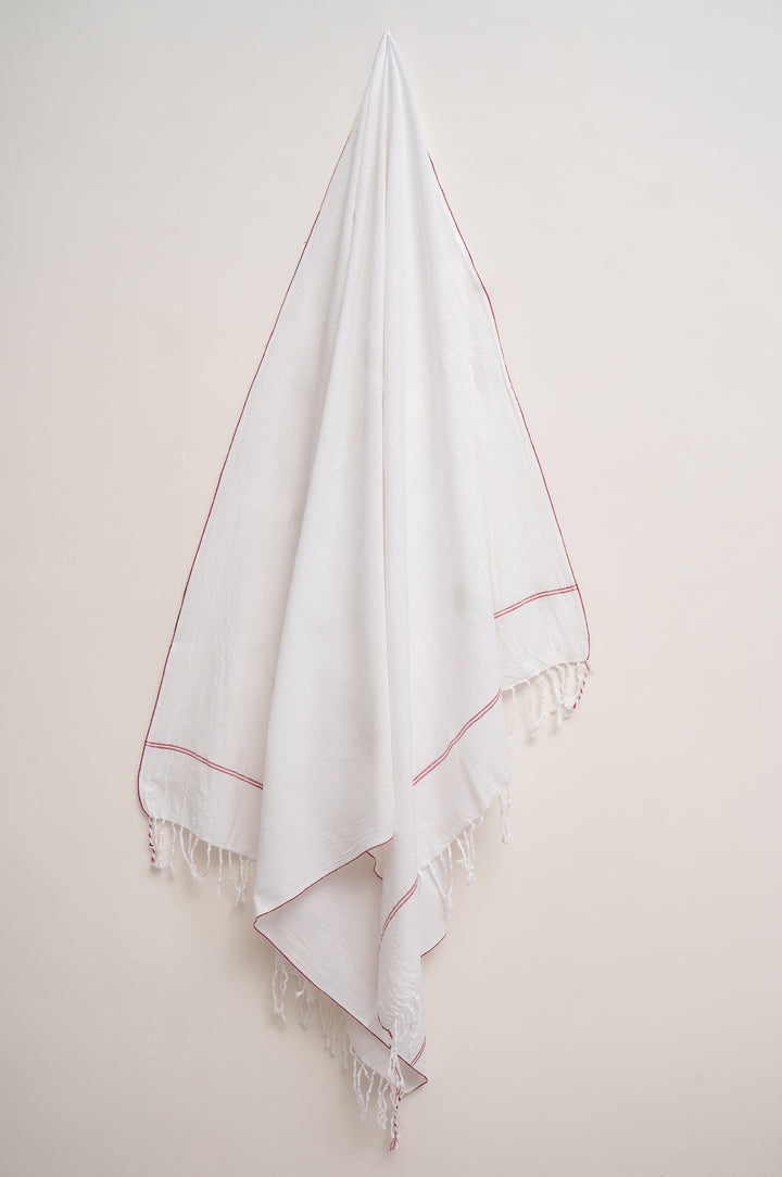Handwoven Cotton Towel with Signature Red Selvedge