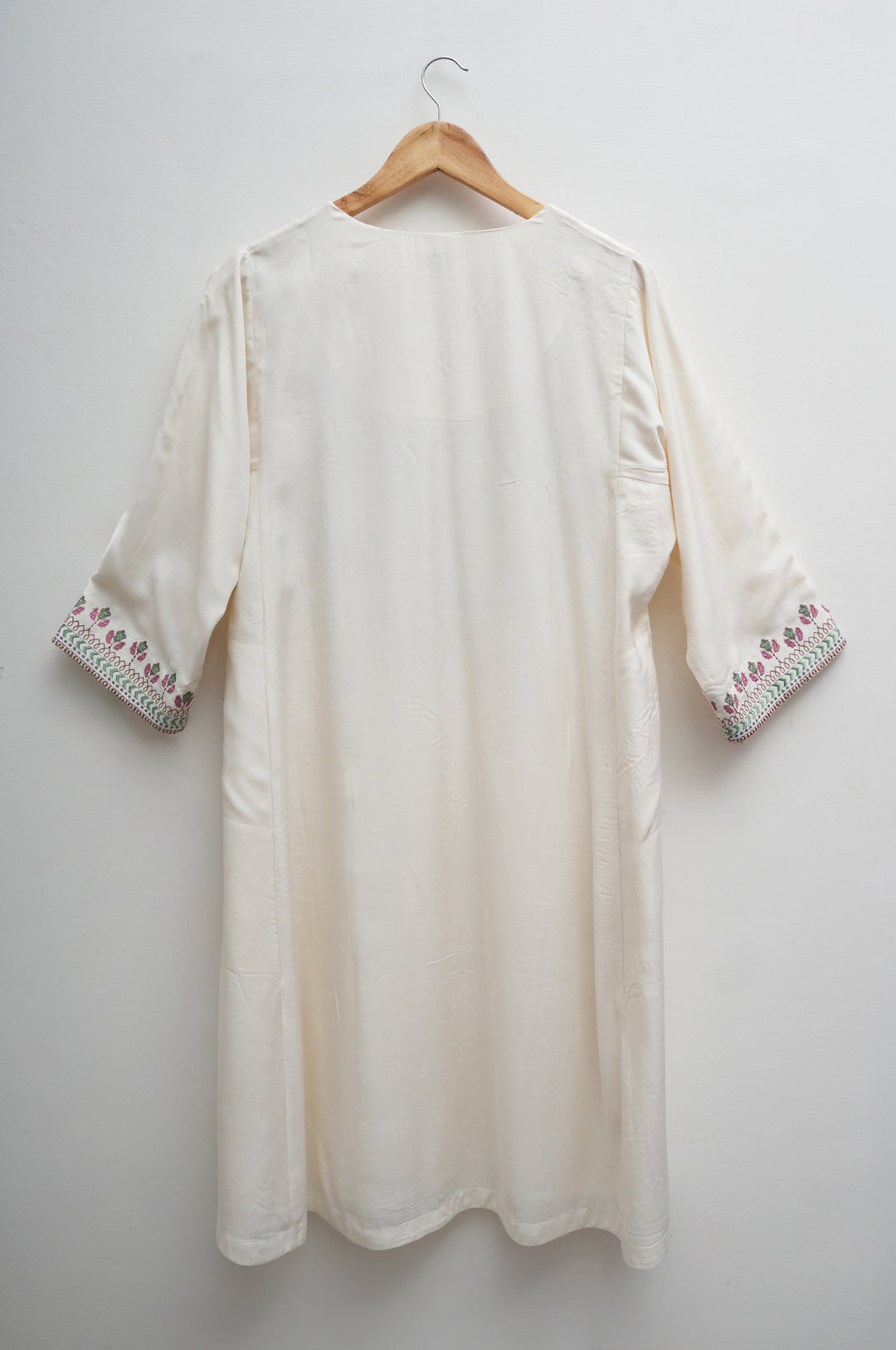 Off-white and Rose Embroidered Kurta Set
