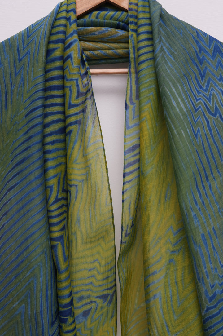 Sage & Teal Shibori Chanderi Dupatta