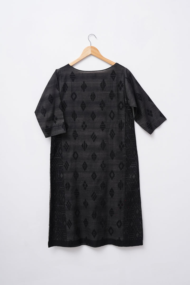 Black Patchwork Embroidered Kurta