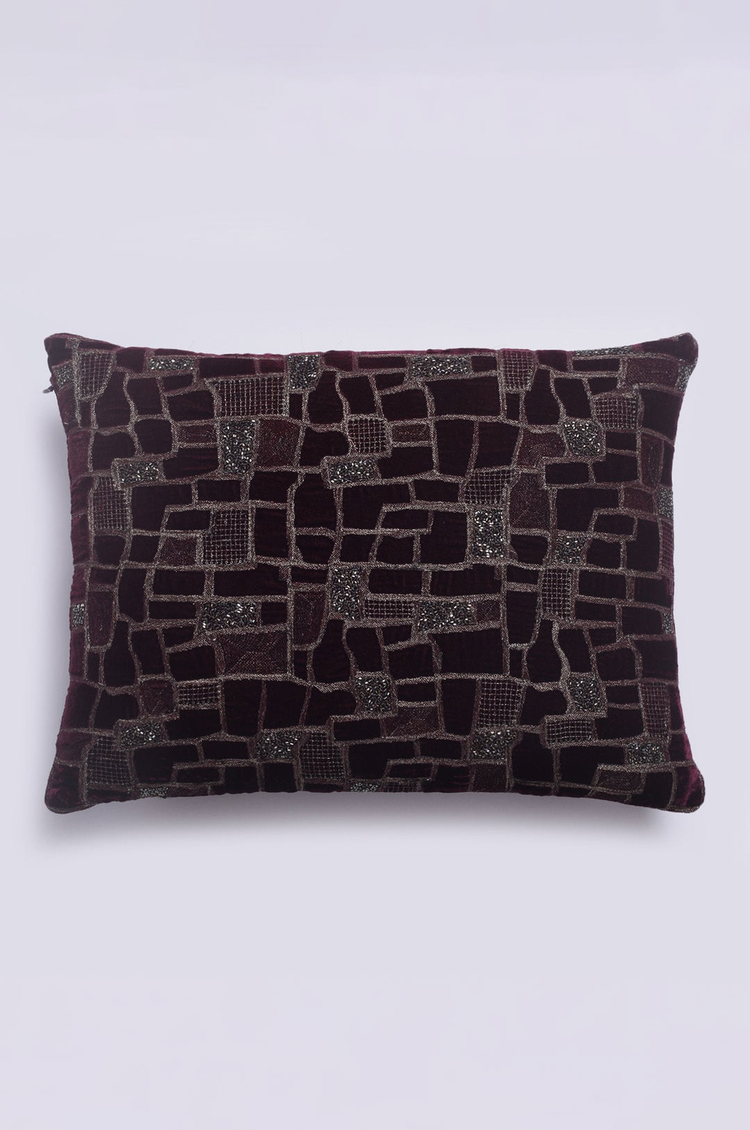 Maze Wine Velvet Cushion Cover