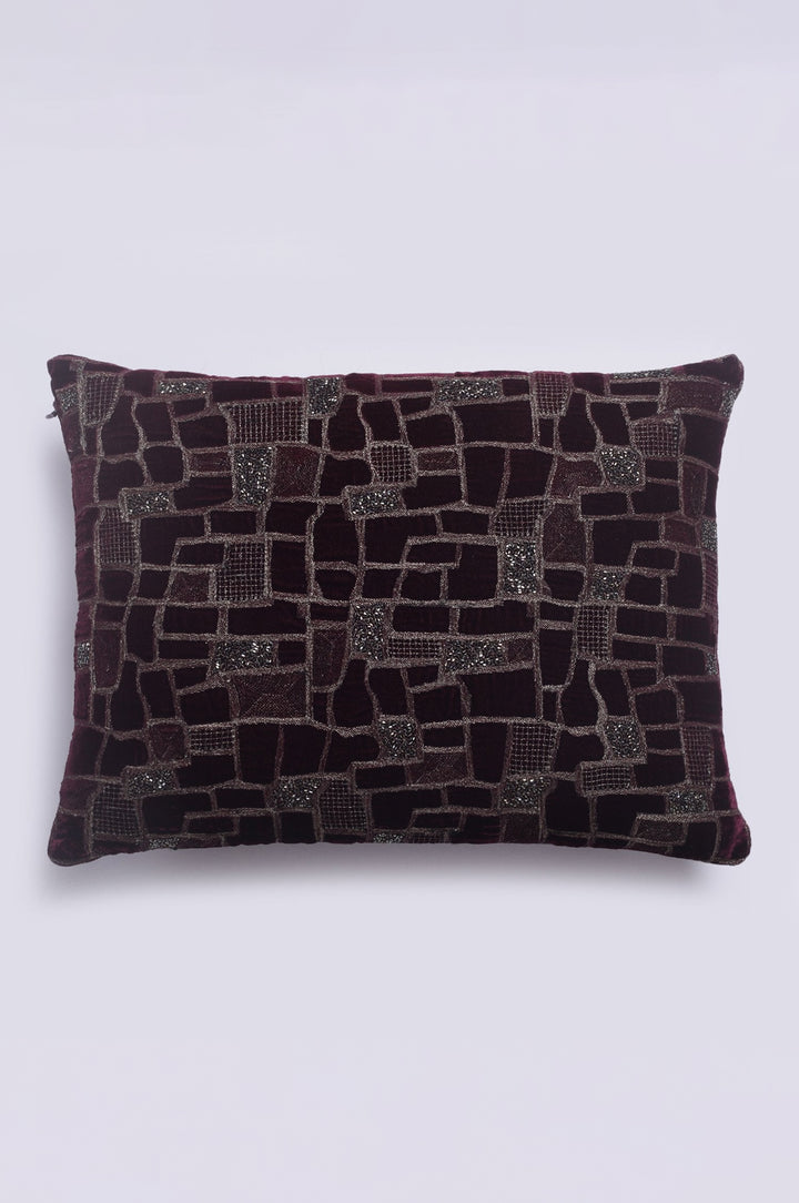 Maze Wine Velvet Cushion Cover