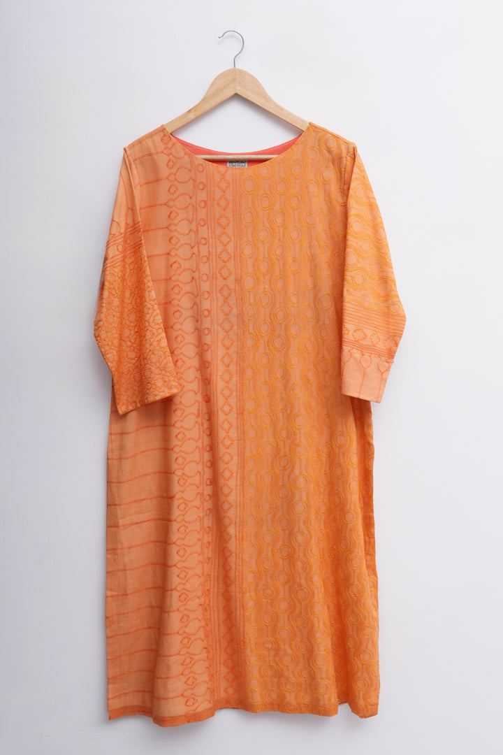 Orange Embroidered Chanderi Kurta