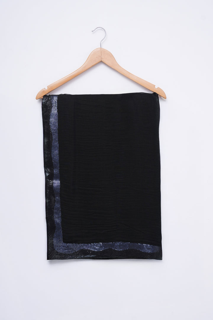 Black Hand Embroidered Chanderi Saree