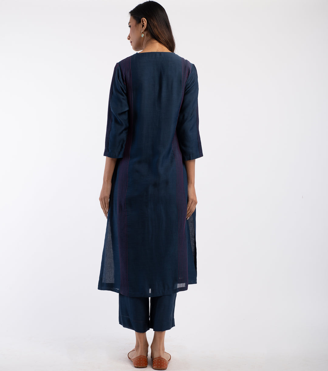 Navy Blue Cotton Silk Kurta Set