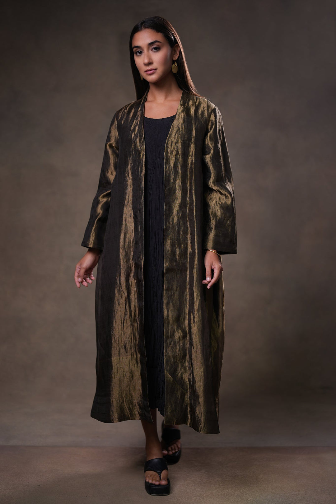 Black Tissue Jacket with Cotton Silk Slip