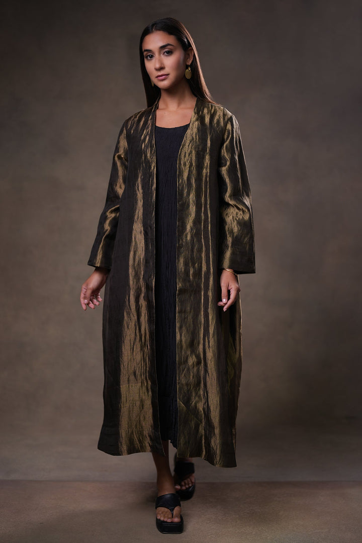 Black Tissue Jacket with Cotton Silk Slip