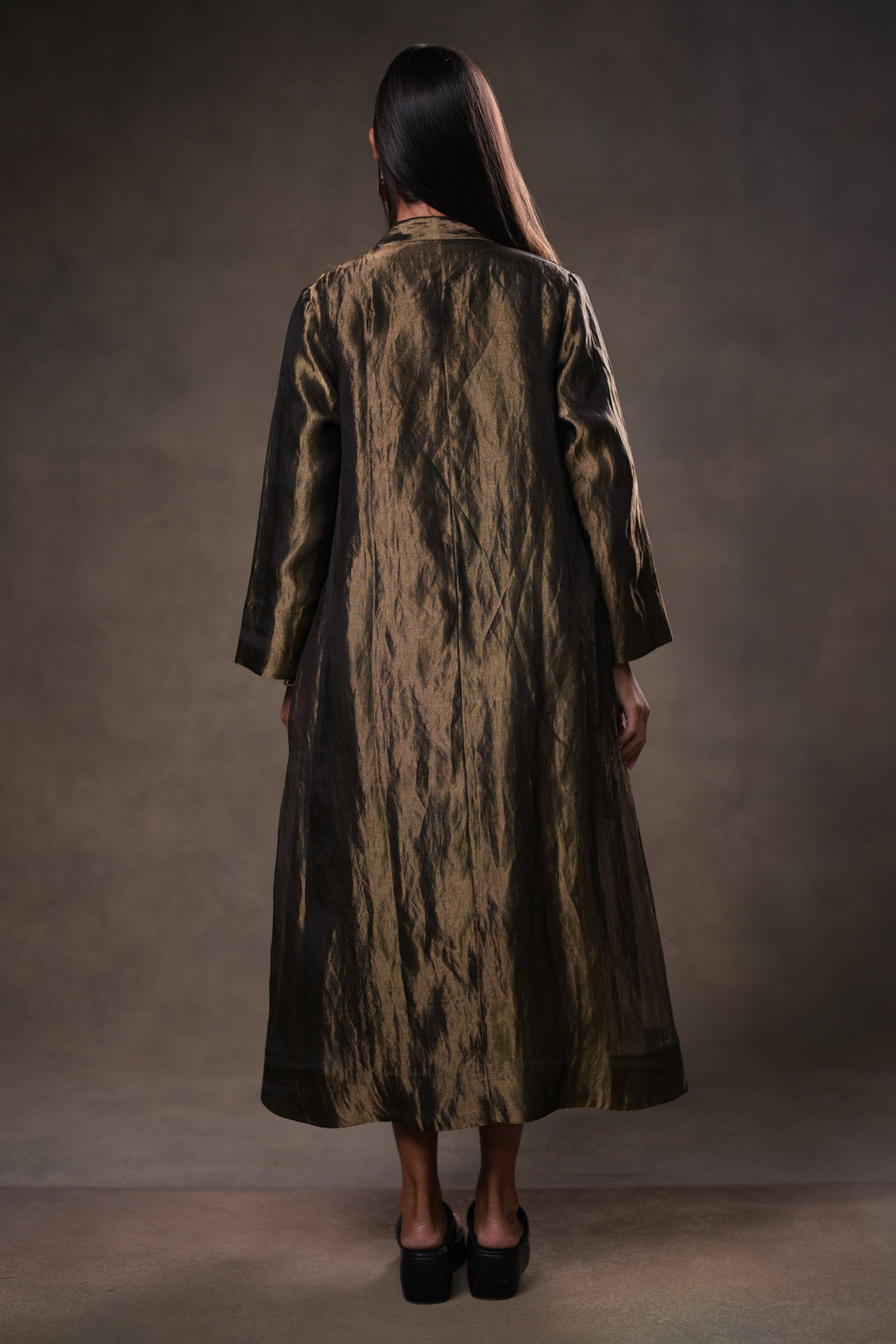 Gold/Black Tissue Jacket with Crinkled Cotton Silk Slip