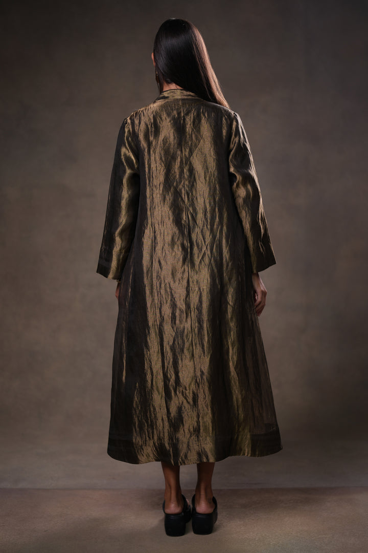 Gold/Black Tissue Jacket with Crinkled Cotton Silk Slip