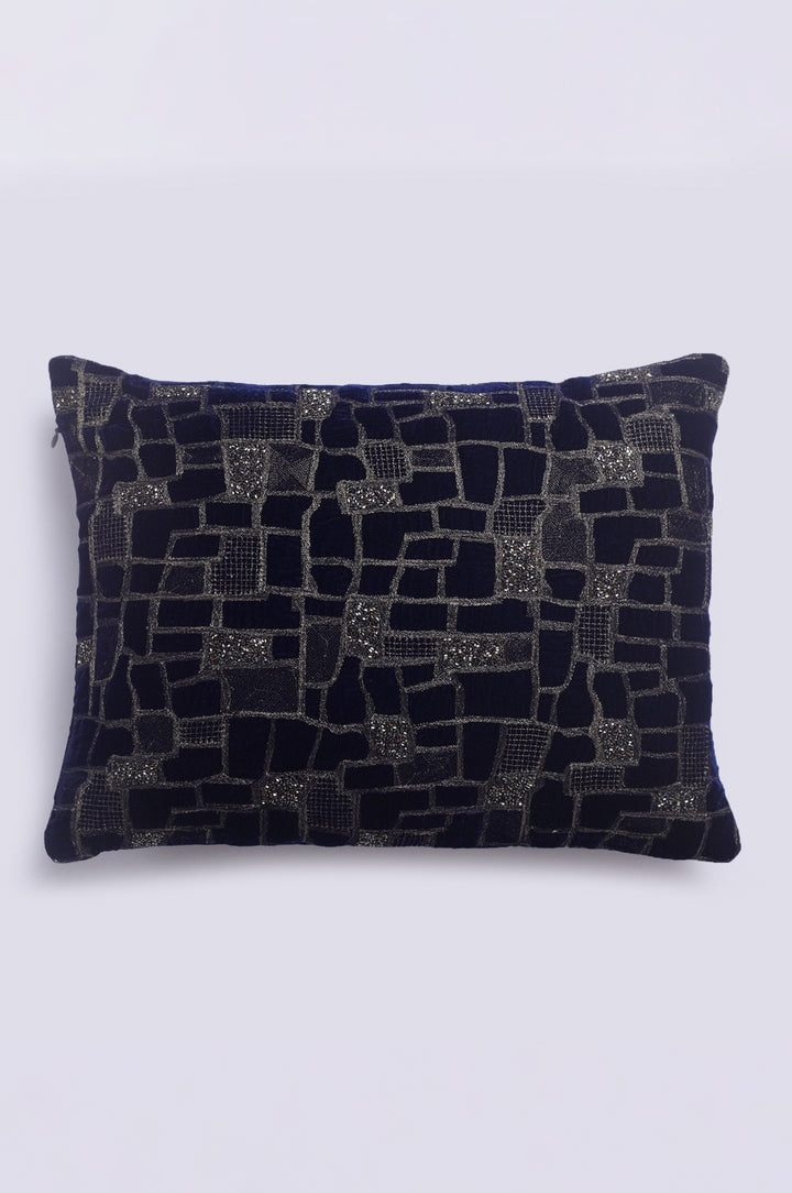 Maze Navy Velvet Cushion Cover