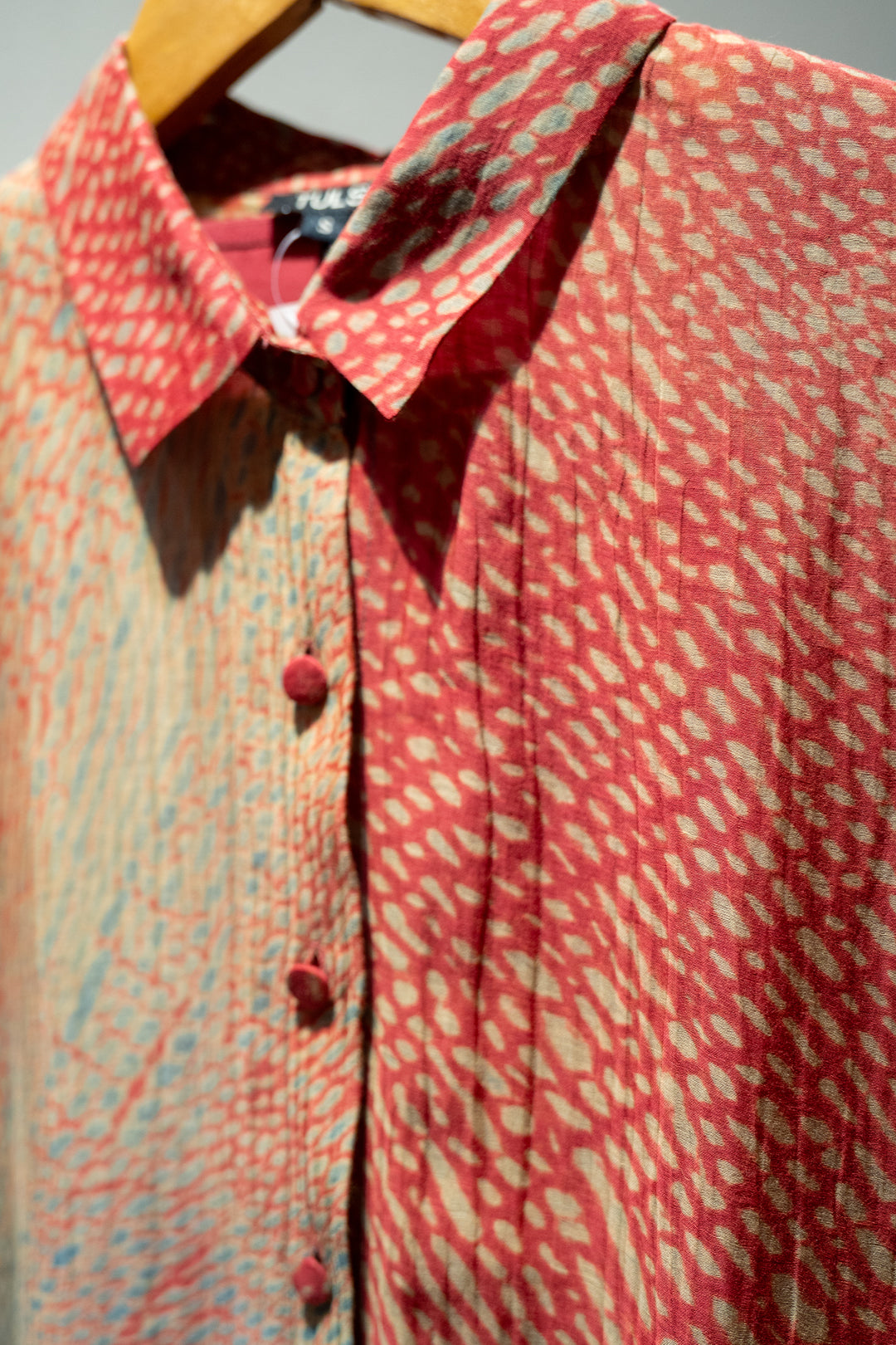 Red & Green Shibori Chanderi Shirt