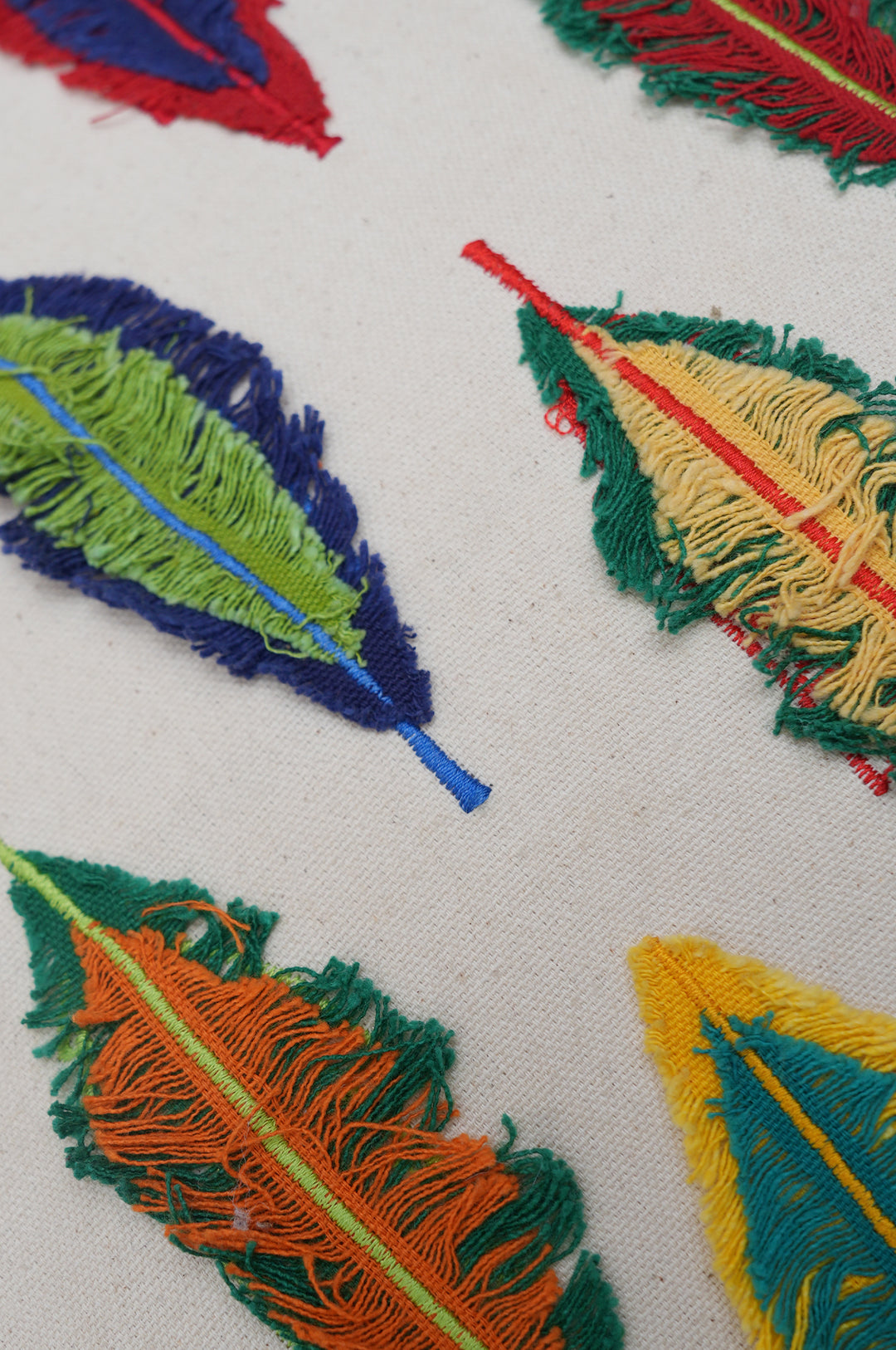 Rainbow Feathers Embroidered Cushion Cover
