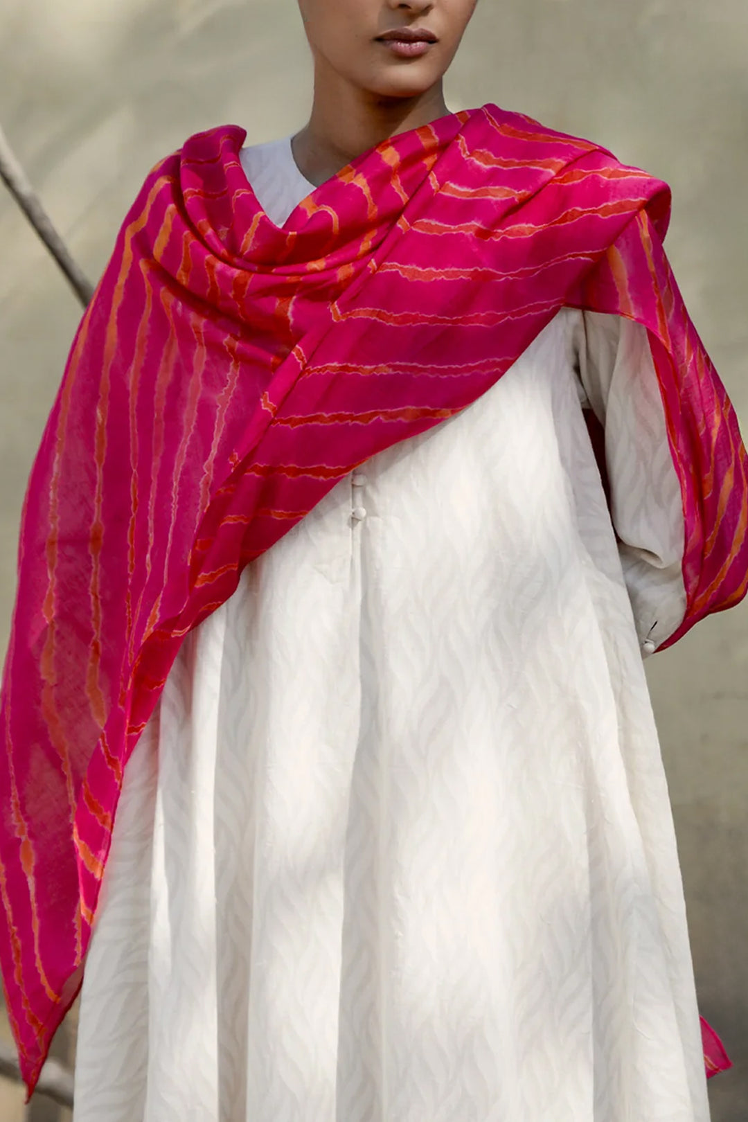 Magenta Shibori Dupatta