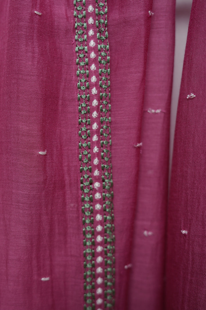 Off-white and Rose Embroidered Kurta Set