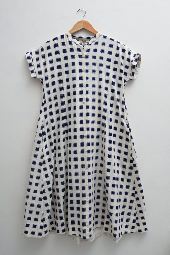 Blue & White Double Ikat Dress