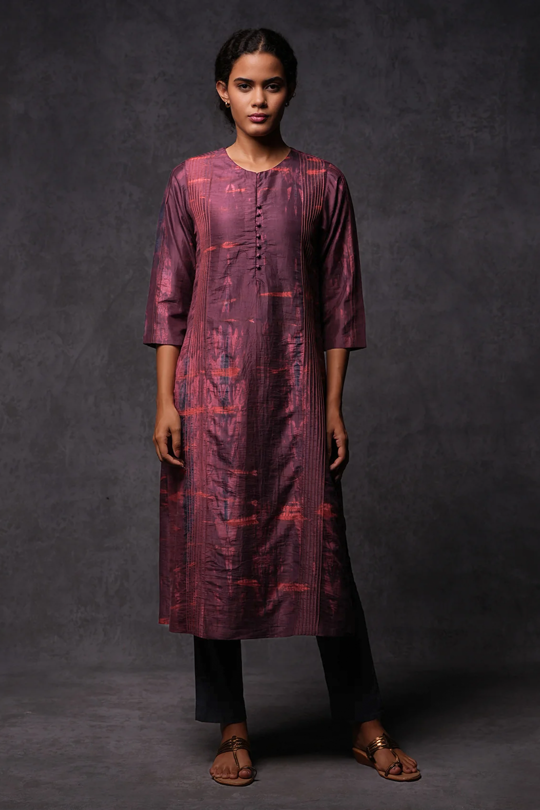 Tie-Dye Silk Straight Kurta