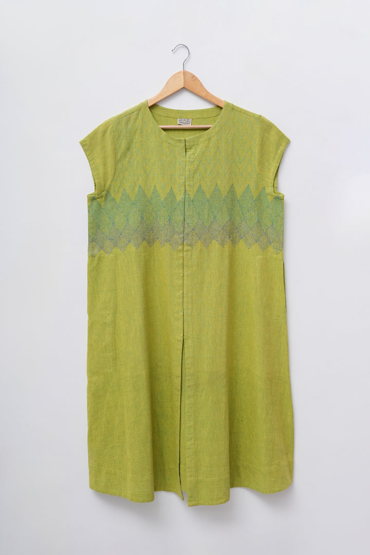 Green Embroidered Khadi Kurta
