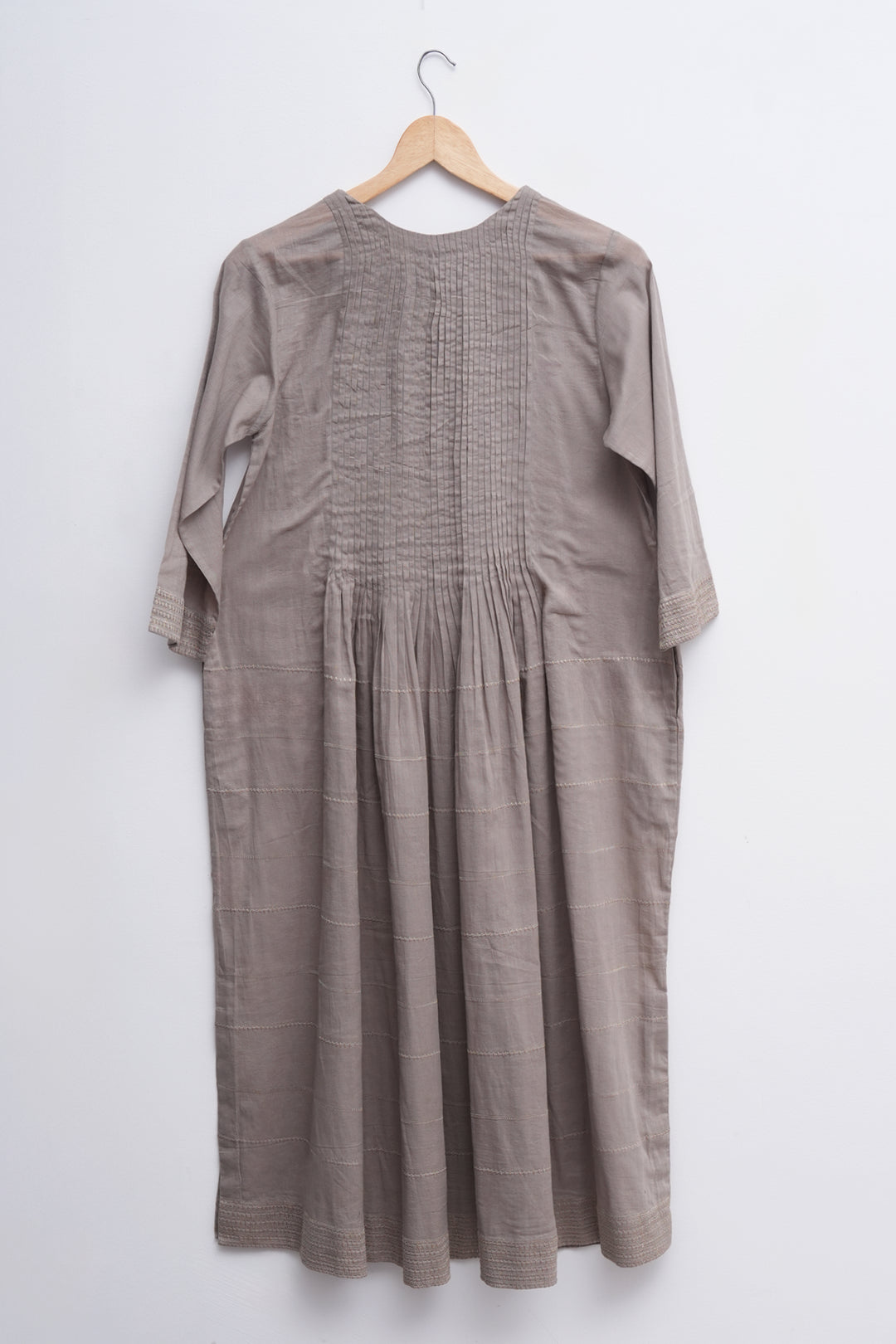 Beige cotton flared kurta