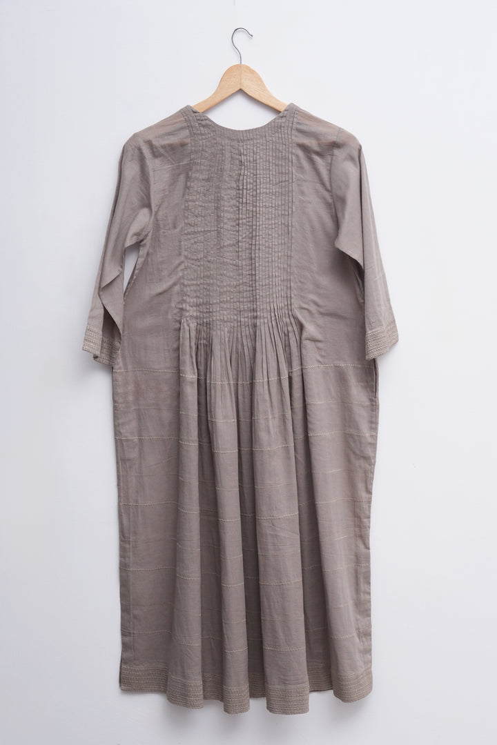 Beige cotton flared kurta