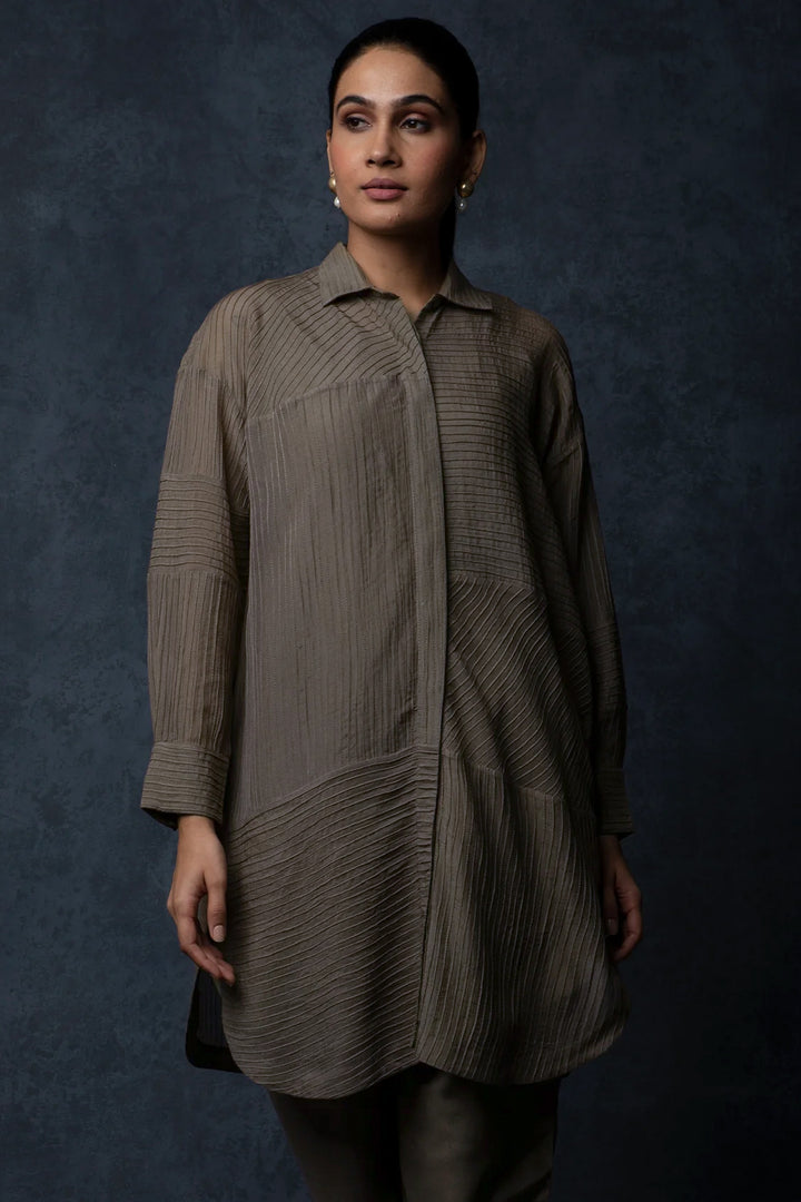 Veg Pintuck Embroidered Cotton co-ord set