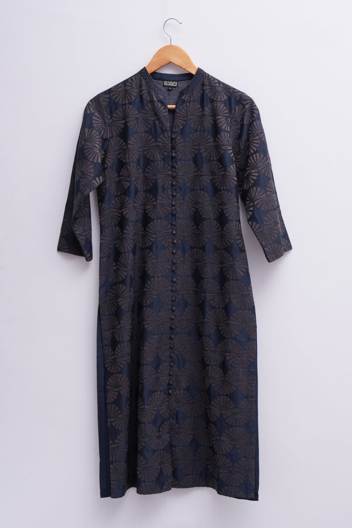 Navy Chanderi Embroidered