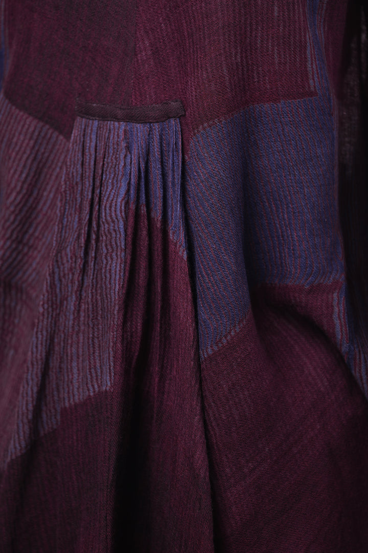 Maroon Shibori Wool Tunic