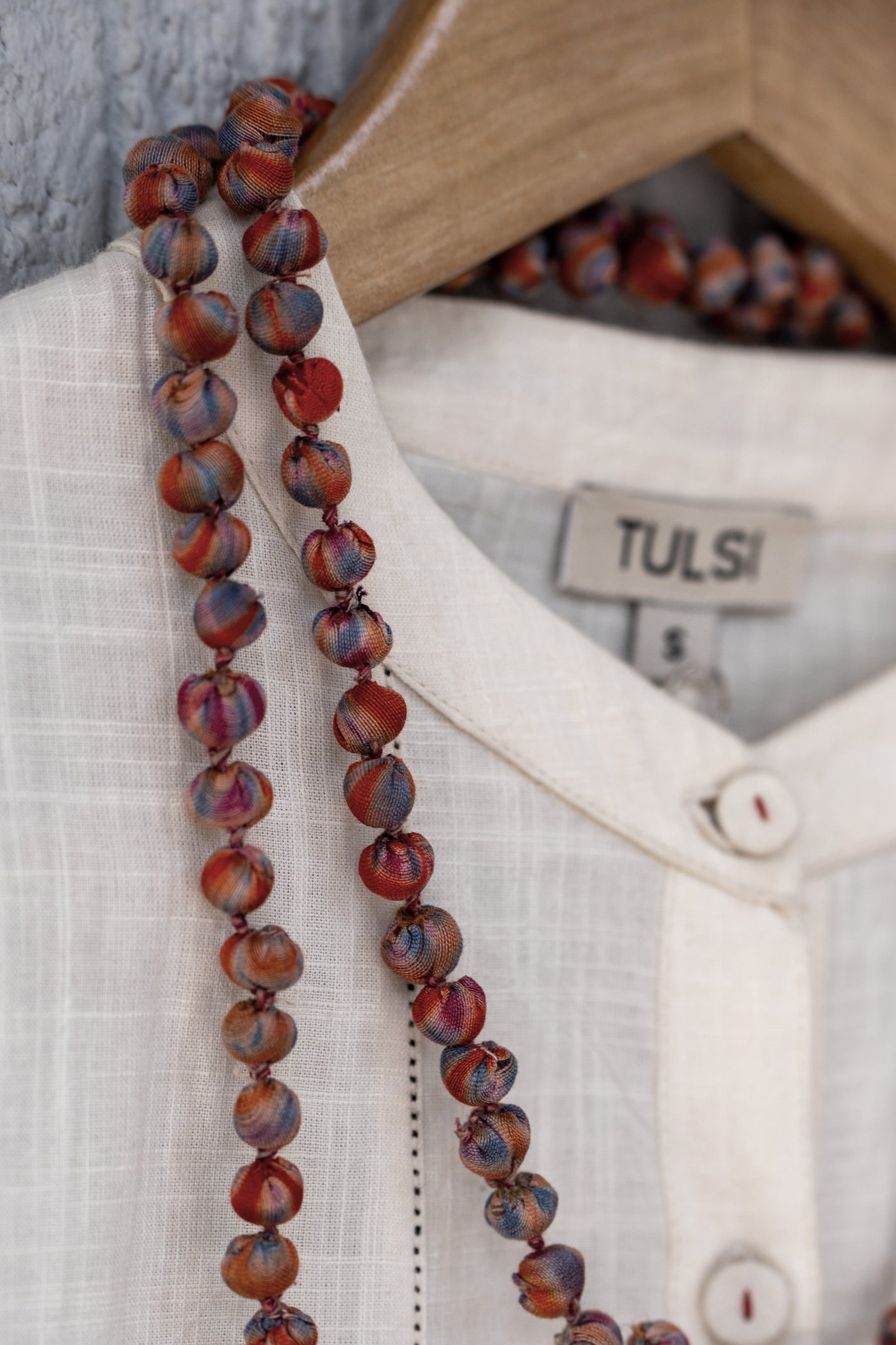 Red Chanderi Beaded Necklace