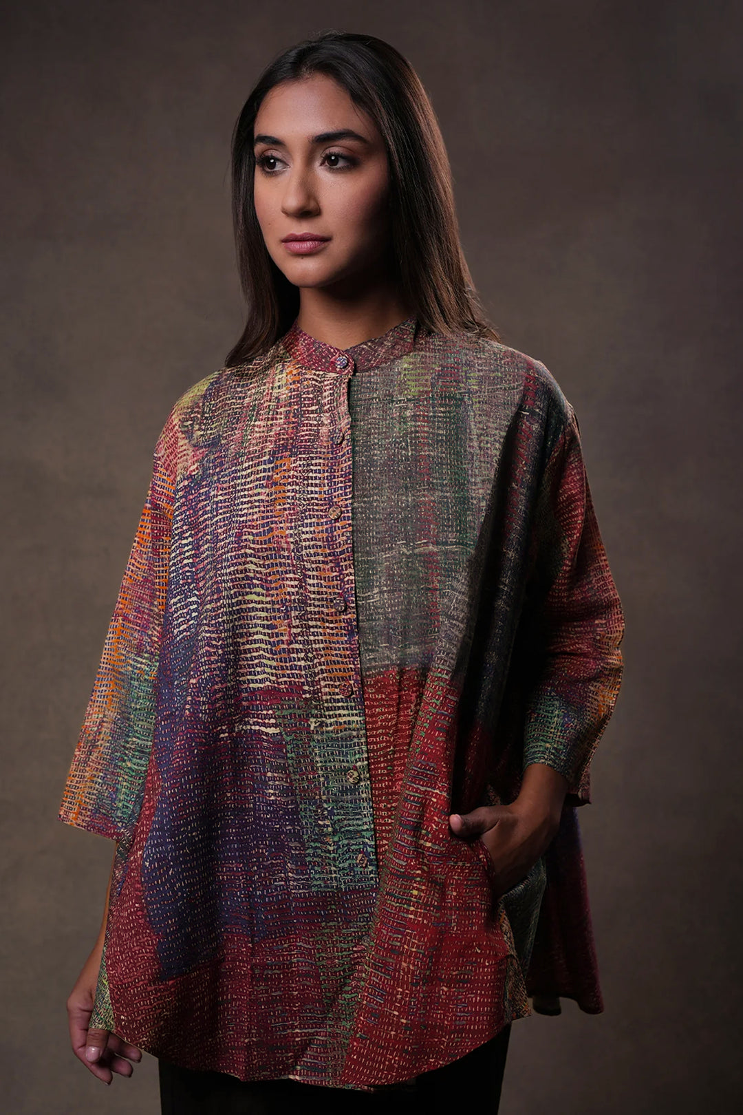 Multi Color Cotton Printed Oversized Shirt