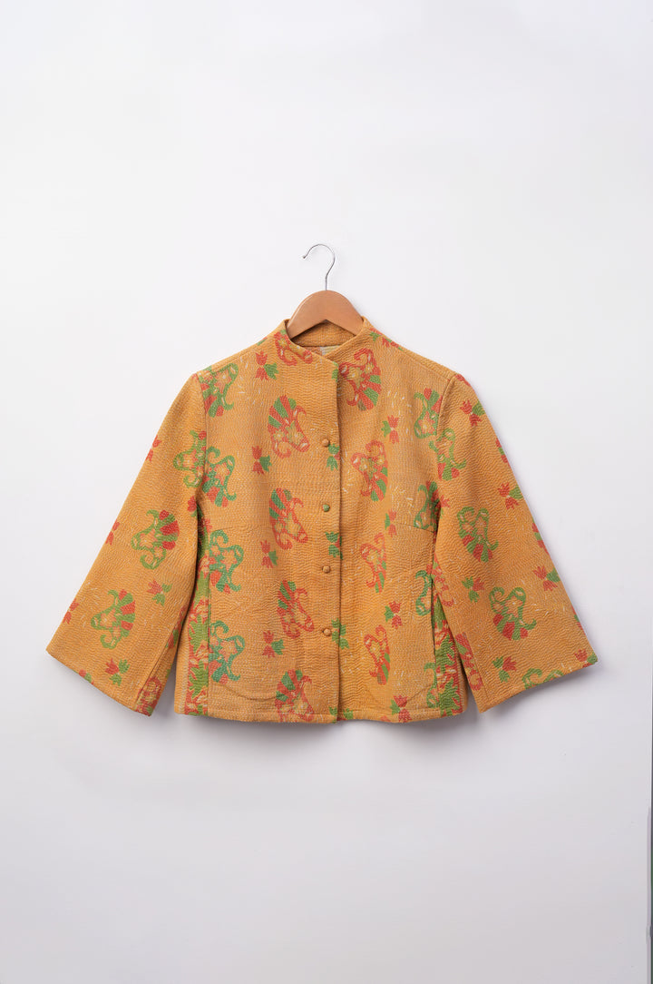 Yellow Vintage Cotton Kantha Jacket